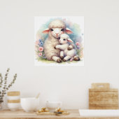 Moeder en baby schaap poster (Keuken)