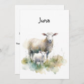 Moeder en baby schapen, lente pasgeborene, aanpasb kaart (Voorkant / Achterkant)
