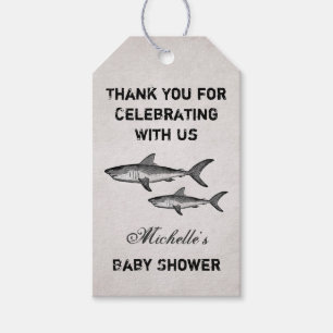  Moeder en Baby Shark Ocean Beach Baby shower Cadeaulabel