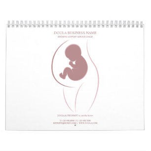 Moeder en Baby Silhouet Branding Stof Roze Kalender