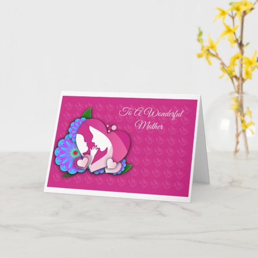 Moeder en Baby Silhouette Wenskaart Kaart (Gele Bloem)