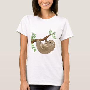 Moeder en Baby Sloth voor eerste Moederdag T-shirt