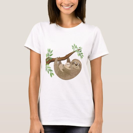Moeder en Baby Sloth voor eerste Moederdag T-shirt (Voorkant)