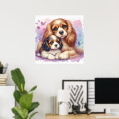 Moeder en baby Spaniel Poster (Thuiskantoor)