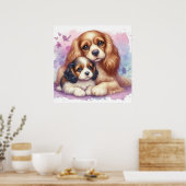 Moeder en baby Spaniel Poster (Keuken)