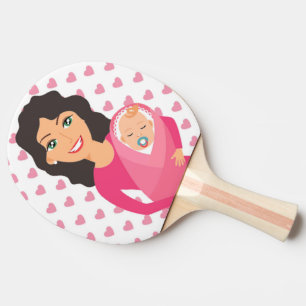 MOEDER EN BABY TAFELTENNISBATJE