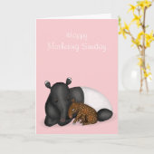 Moeder en baby tapir Mothering Sunday card Kaart (Gele Bloem)