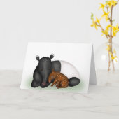 Moeder en baby tapir nieuwe babycongratkaart kaart (Gele Bloem)