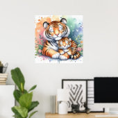 Moeder en baby tijger  poster (Thuiskantoor)