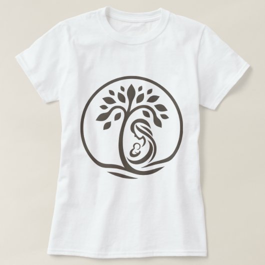 Moeder en Baby Tree Khaki Silhouette Geboorte, Gif T-shirt (Design voorkant)
