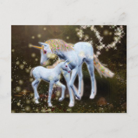 Moeder en Baby Unicorn Briefkaart (Voorkant)