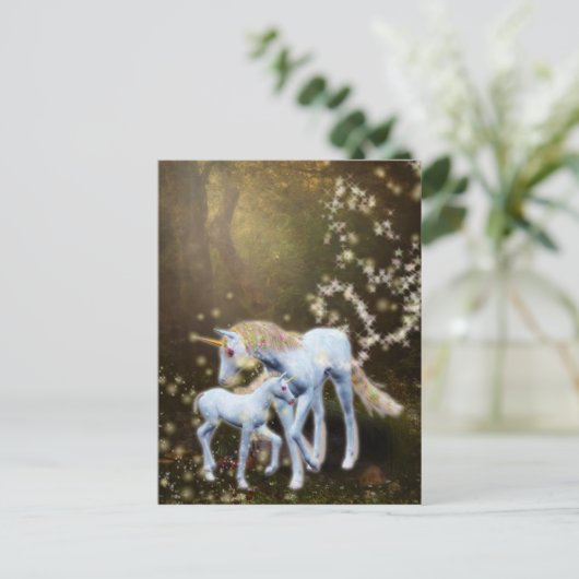 Moeder en Baby Unicorn Briefkaart (Staand voorkant)