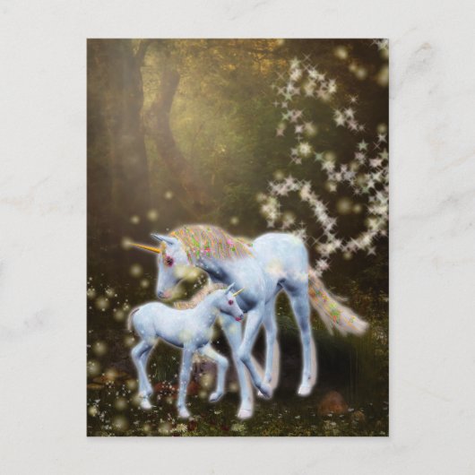 Moeder en Baby Unicorn Briefkaart (Voorkant)