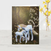 Moeder en Baby Unicorn Kaart (Gele Bloem)