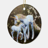 Moeder en Baby Unicorn Keramisch Ornament (Links)