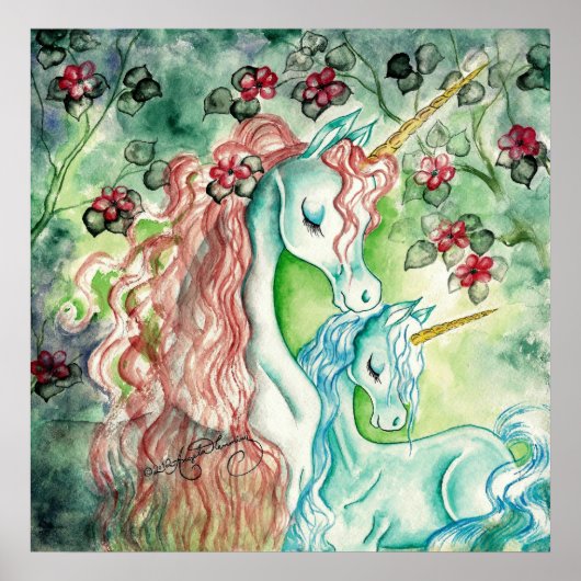 Moeder en Baby Unicorn Poster (Voorkant)