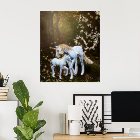 Moeder en Baby Unicorn Poster (Thuiskantoor)