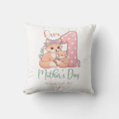 Moeder en Baby Vos Roze 1e Moederdag Kussen (Voorkant)