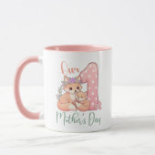 Moeder en Baby Vos Roze 1e Moederdag Mok (Links)