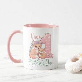 Moeder en Baby Vos Roze 1e Moederdag Mok