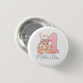 Moeder en Baby Vos Roze 1e Moederdag Ronde Button 3,2 Cm (Voorkant /achterkant)