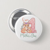 Moeder en Baby Vos Roze 1e Moederdag Ronde Button 5,7 Cm (Voorkant /achterkant)