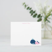 Moeder en Baby walvis Dank u Opmerkingen {roze} Bedankkaart (Staand voorkant)