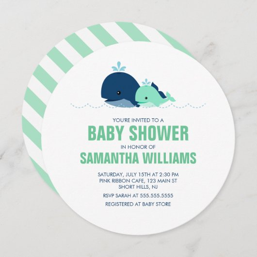Moeder en Baby Walvis Neutraal Geslacht Baby showe Kaart (Voorkant / Achterkant)