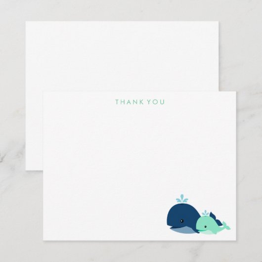 Moeder en Baby Whale Dank u Opmerkingen {groen} Notitiekaartje (Voorkant / Achterkant)