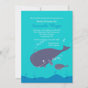 Moeder en Baby Whale Douche Uitnodiging