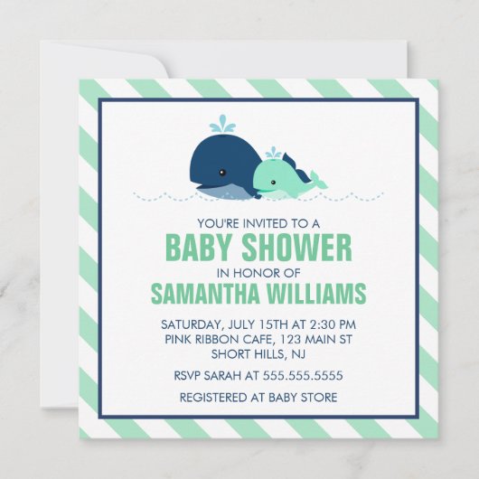 Moeder en Baby Whales Baby shower Kaart (Voorkant)
