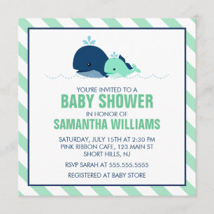 Moeder en Baby Whales Baby shower Kaart