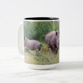 Moeder en baby witte neushoorn mok (Voorkant links)