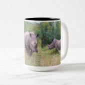 Moeder en baby witte neushoorn mok (Voorkant rechts)