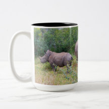 Moeder en baby witte neushoorn mok