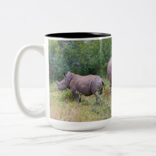 Moeder en baby witte neushoorn mok