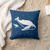 moeder en baby witte walvis op blauwe kussen (Deken)