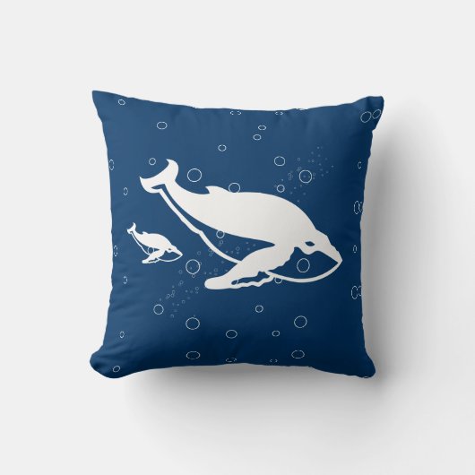moeder en baby witte walvis op blauwe kussen (Voorkant)