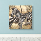 Moeder en Baby Zebra Canvas Print (Insitu (Houten vloer))