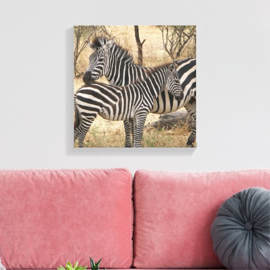Moeder en Baby Zebra Canvas Print (Insitu (Woonkamer))
