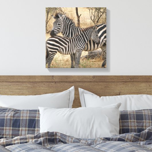 Moeder en Baby Zebra Canvas Print (Insitu (Slaapkamer))