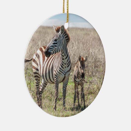 Moeder en Baby Zebra Keramisch Ornament (Rechts)