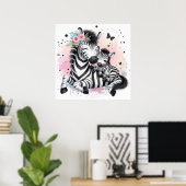 Moeder en Baby Zebra  Poster (Thuiskantoor)