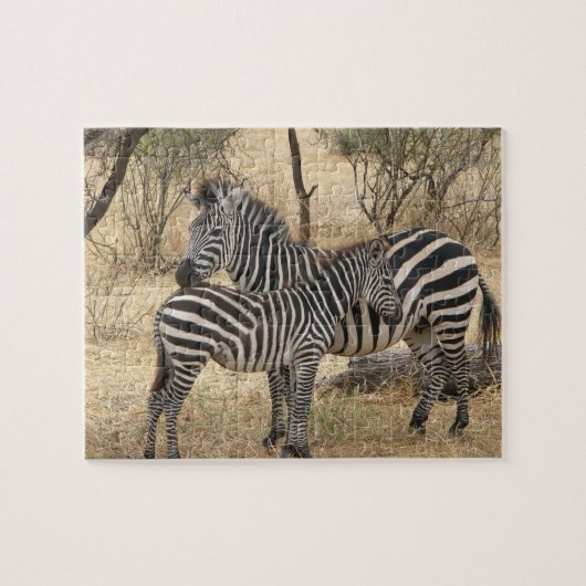 Moeder en Baby Zebra Puzzle Legpuzzel (Horizontaal)