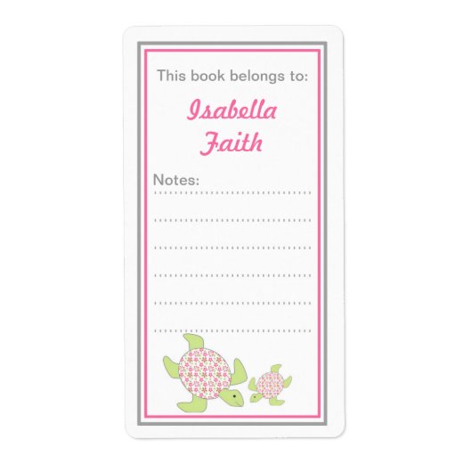 Moeder en Baby Zee Schildpadden Bookplaten baby sh Etiket (Voorkant)