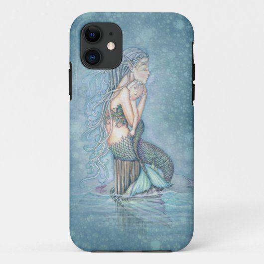 Moeder en Baby Zeemeermin Fantasy Art iPhone Case (Achterkant)