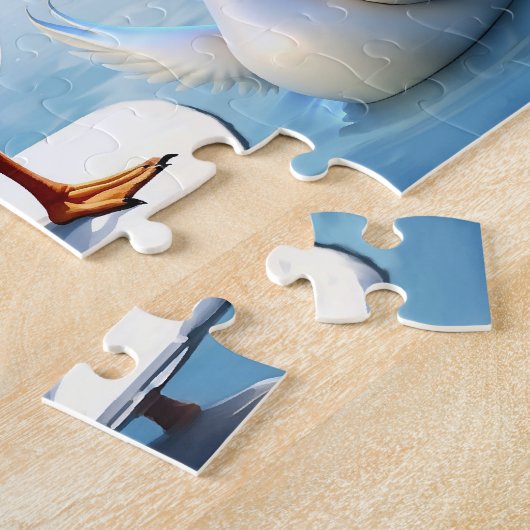 Moeder en Baby Zwaan Winterpuzzel Legpuzzel (Zijkant)