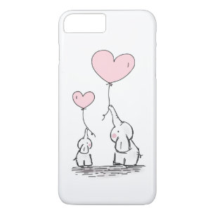 Moeder en babyolifant met ballonnen iPhone 8/7 plus hoesje