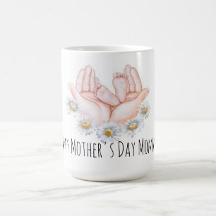 Moeder en babyvoeten bloemenmok koffiemok