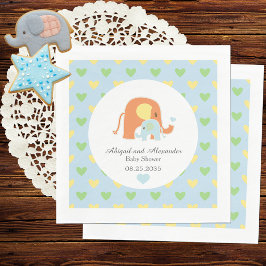 Moeder en blauwe olifant baby shower servet